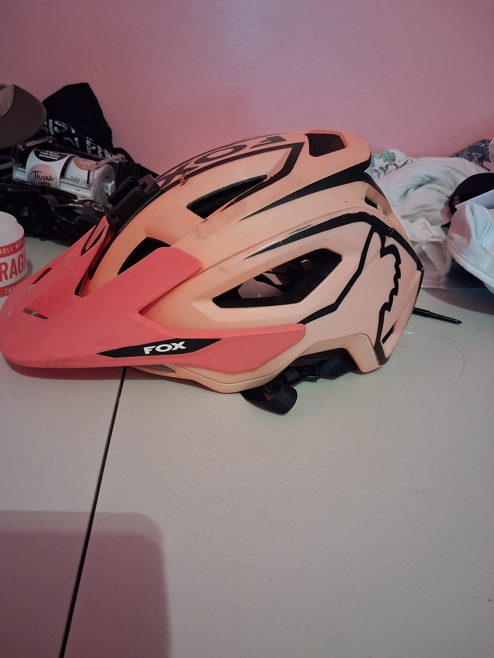 FOX Matte Coral-Peach Mountain Bike Helmet